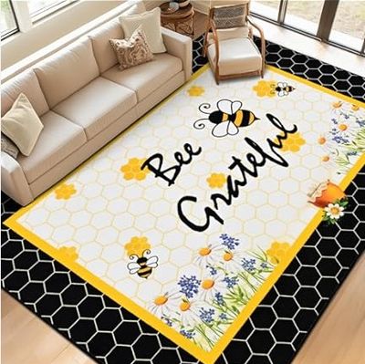 8&#39;x10&#39; &quot;Bee Grateful&quot; Nursery Area Rug