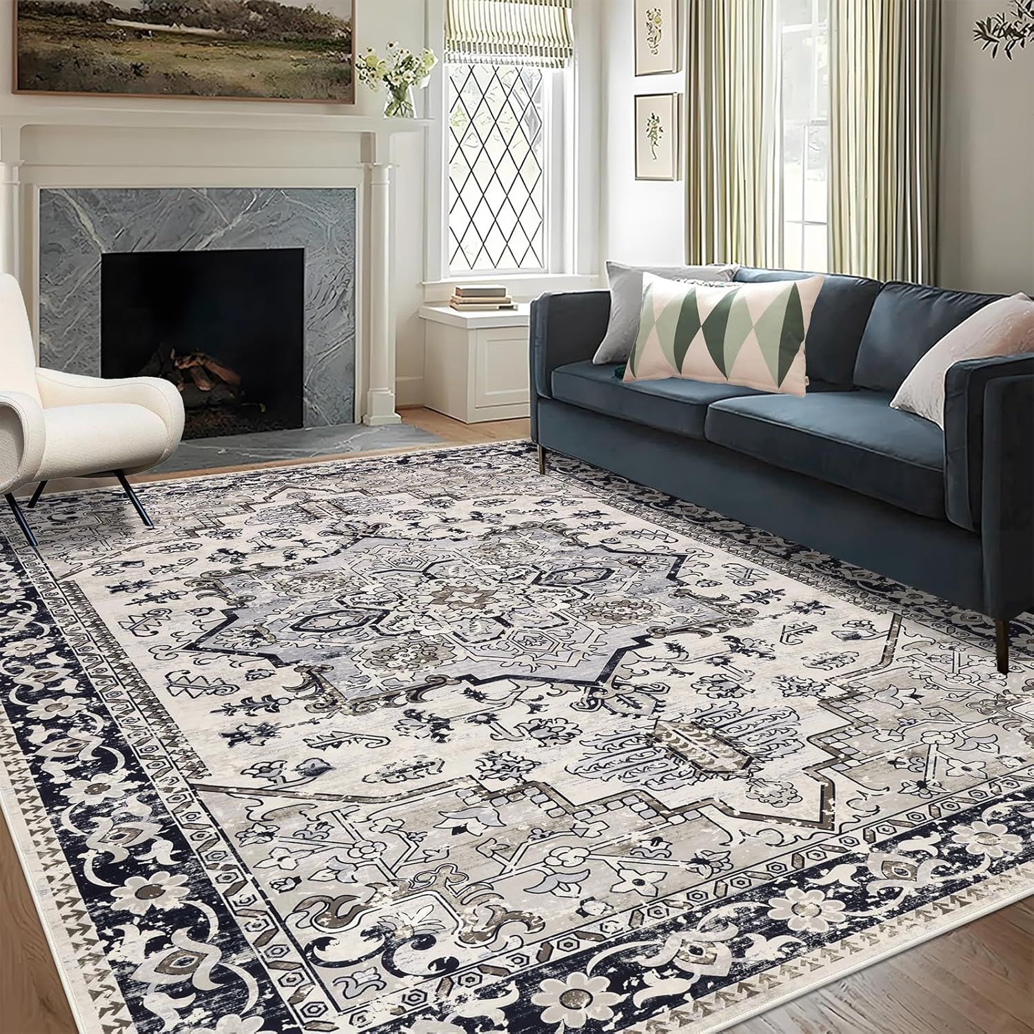 HEBE 8&#39;x10&#39; Washable Boho Area Rug