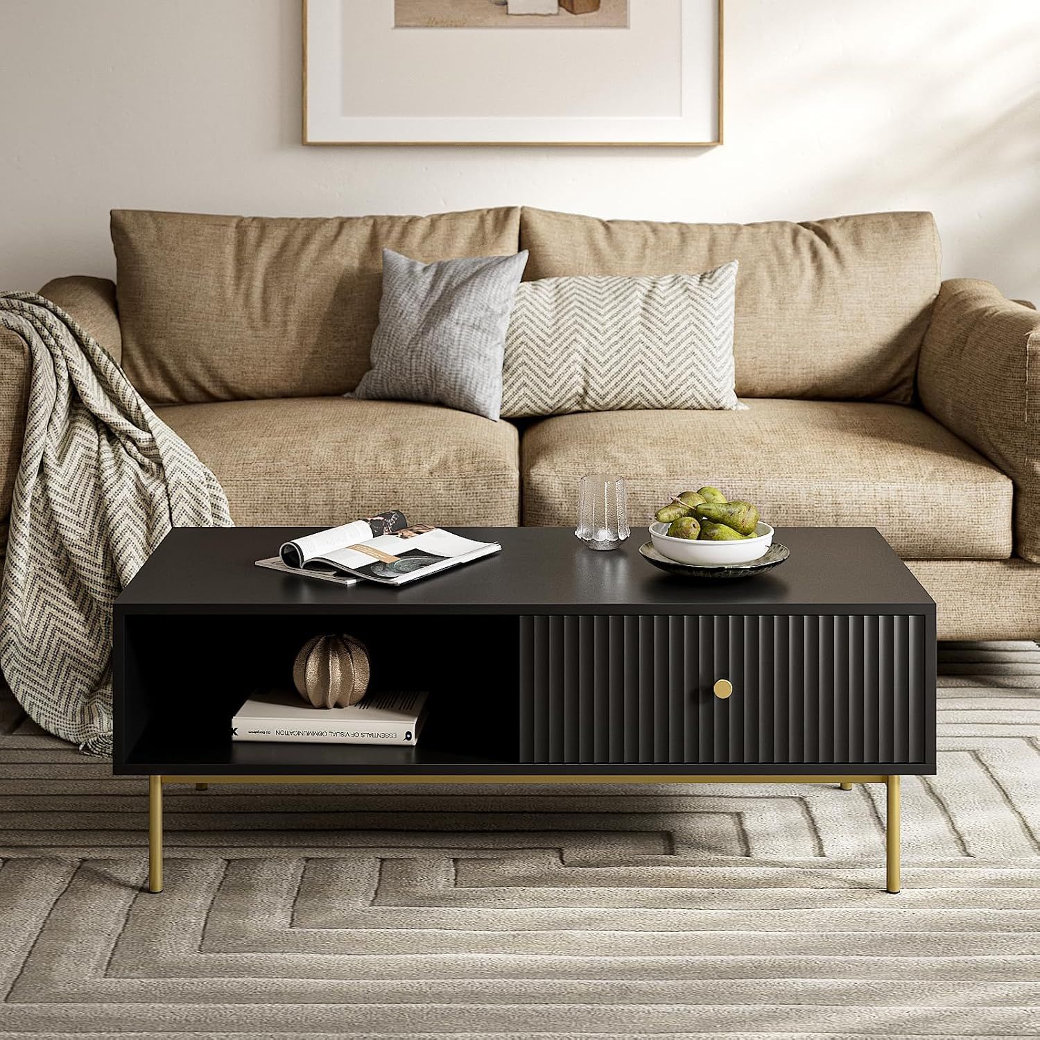 MAISONARIA Fluted Modern Coffee Table