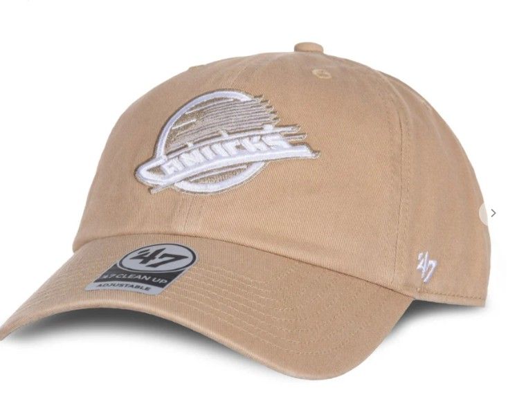 47 Brand NHL Clean Up Khaki Adjustable Hat - Vancouver Canucks