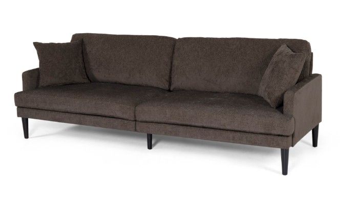 Noble House Nikodem 3 Seater Fabric Sofa, Brown