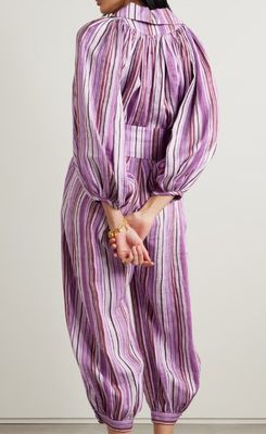 Lisa Marie Fernandez Poet Belted Cropped Striped Jumpsuit