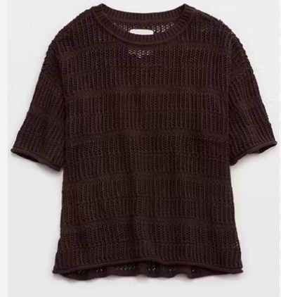 Aerie Late Night Cold Shoulder Sweater; Brown; Medium