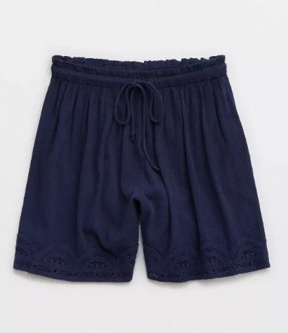 Aerie Off-Duty Gauze Boxer, Size: X-Small, Color: Navy