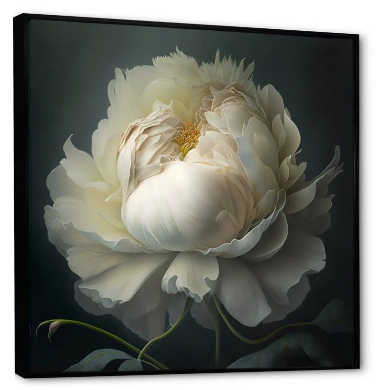 Framed White Blossoming Peony, 30&quot;x30&quot;