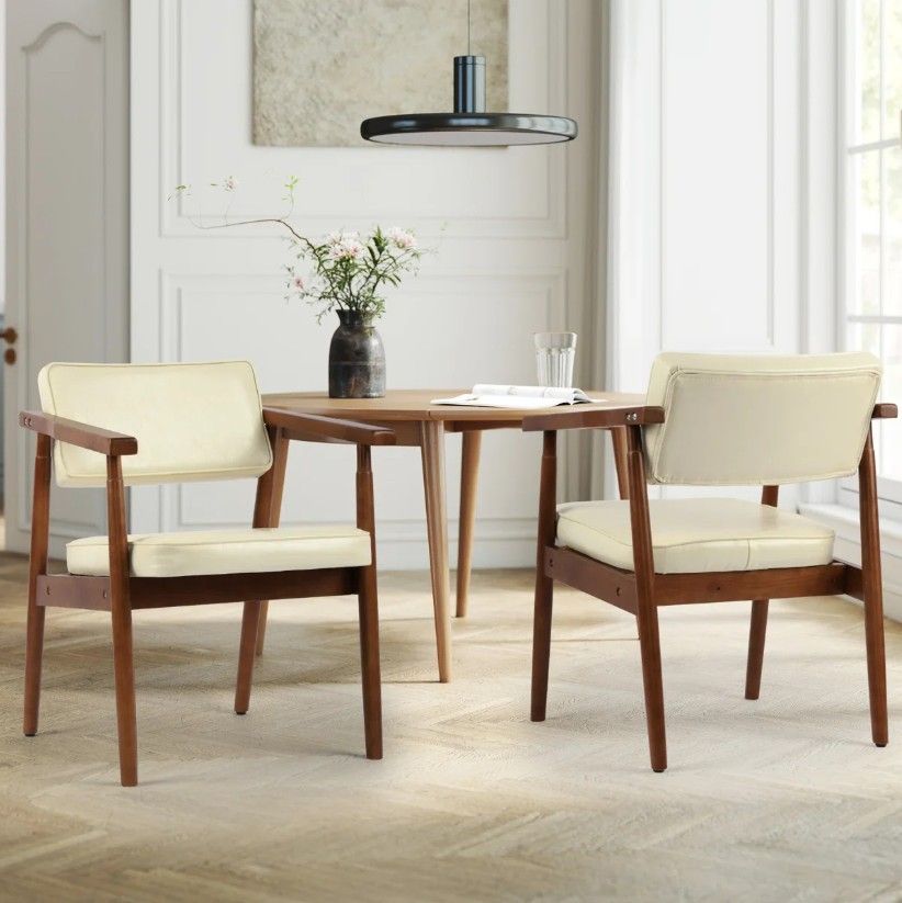 Set of 2 George Oliver Hisaw Faux Leather Upholstered Armchair