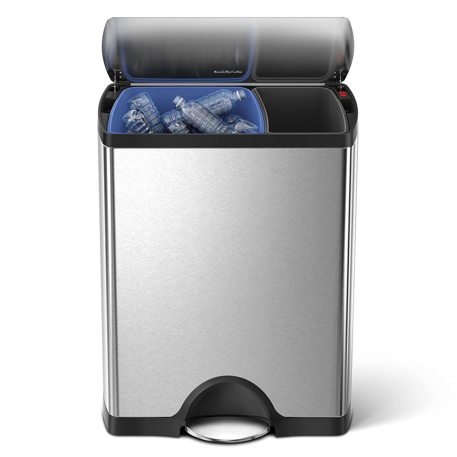 simplehuman Stainless Steel Kitchen Dual Compartment Trash Can