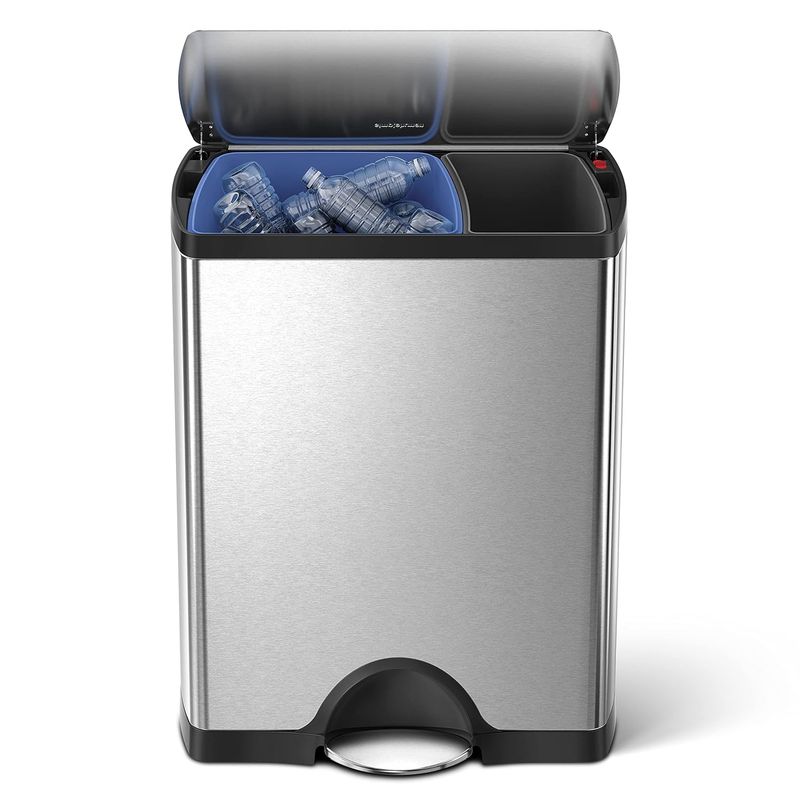 simplehuman Stainless Steel Kitchen Dual Compartment Trash Can