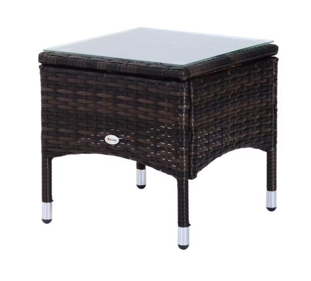 Outsunny Plastic Rattan Wicker Side Table