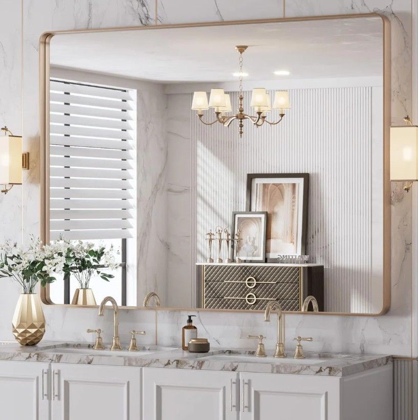 *Imperfect* Molly Metal Framed Mounted Wall Bathroom Vanity Mirror