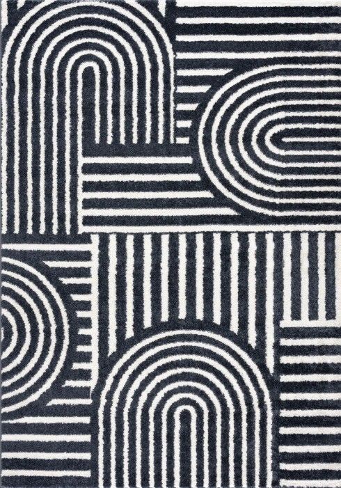 Mid-Century 8&#39;x10&#39; Striped Machine Washable Area Rug