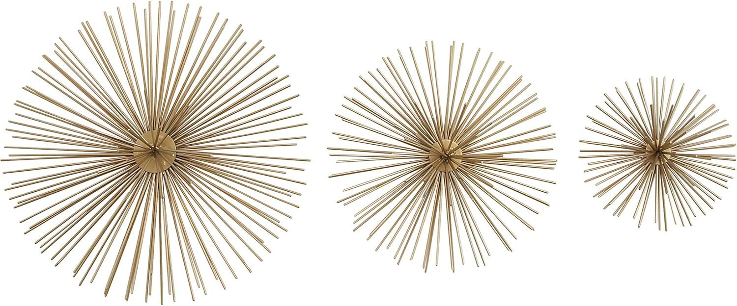 Deco 79 Metal Starburst 3D Wall Decor, Set of 3