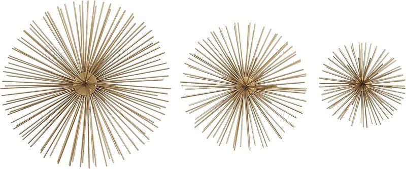 Deco 79 Metal Starburst 3D Wall Decor, Set of 3