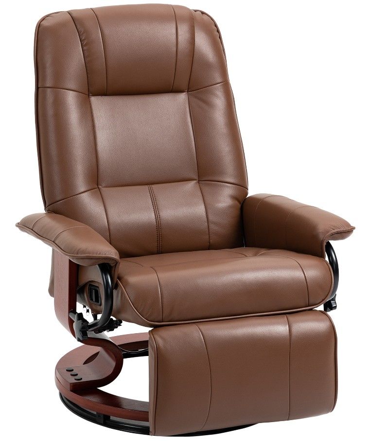 HOMCOM Faux Leather Manual Recliner, Brown