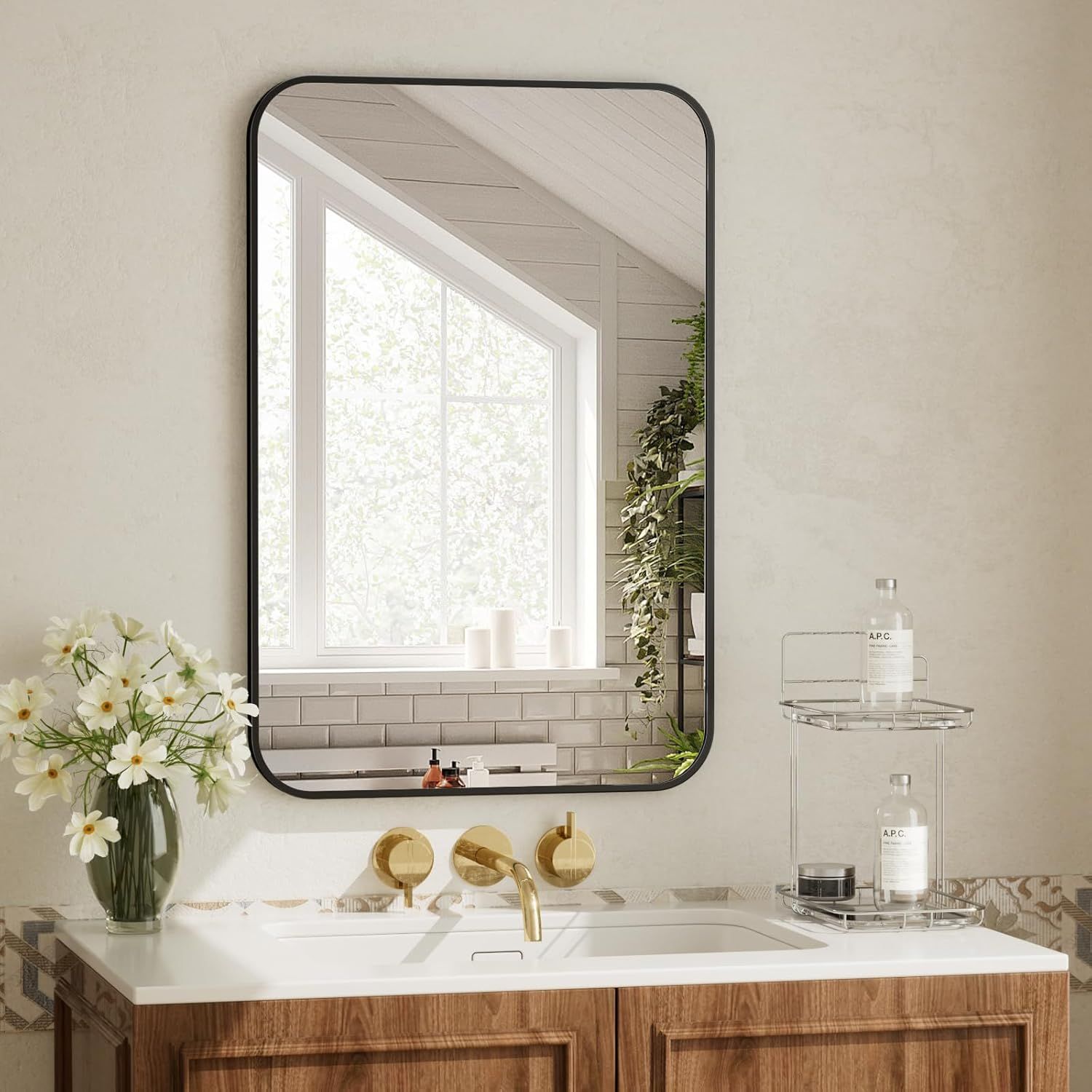 BEAUTYPEAK 20&quot; x 28&quot; Rectangular Wall Mirror