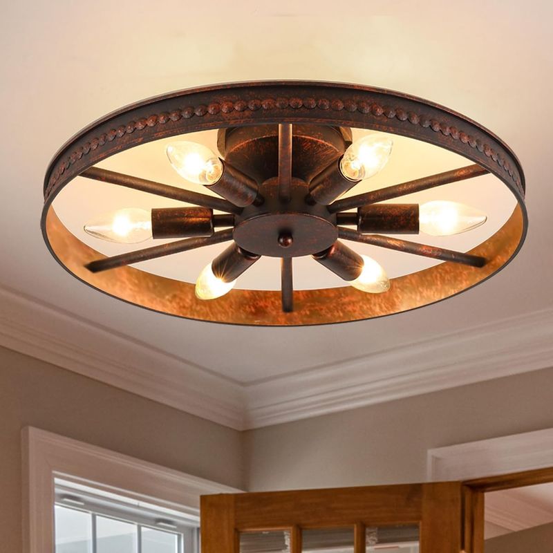 Modxian Farmhouse Vintage Wagon Wheel Ceiling Light
