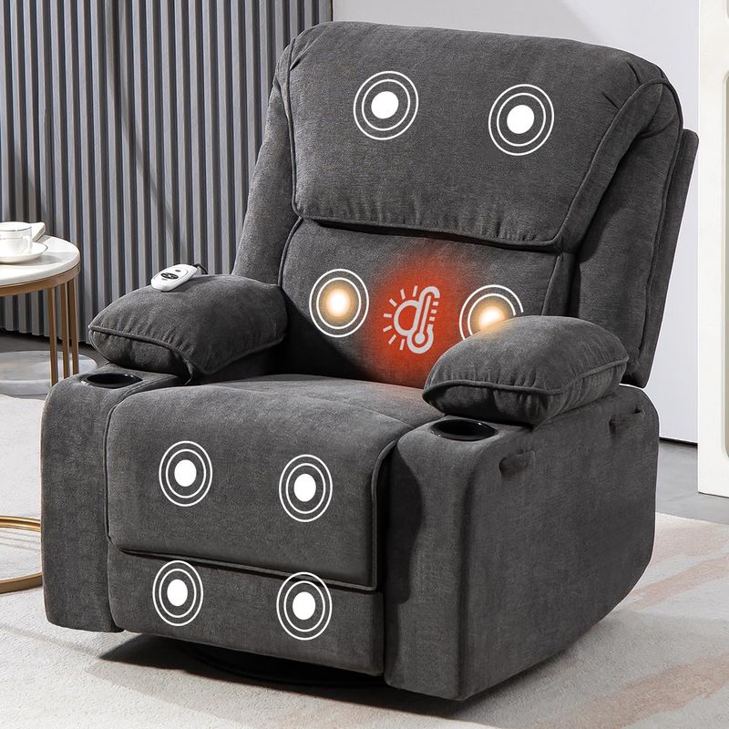 BRTHORY Rocker Recliner Chair w/ Heat + Massage