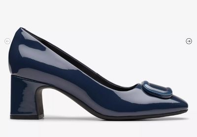 Clark&#39;s Signature Fernie Trim Navy Patent Shoes, Size 8