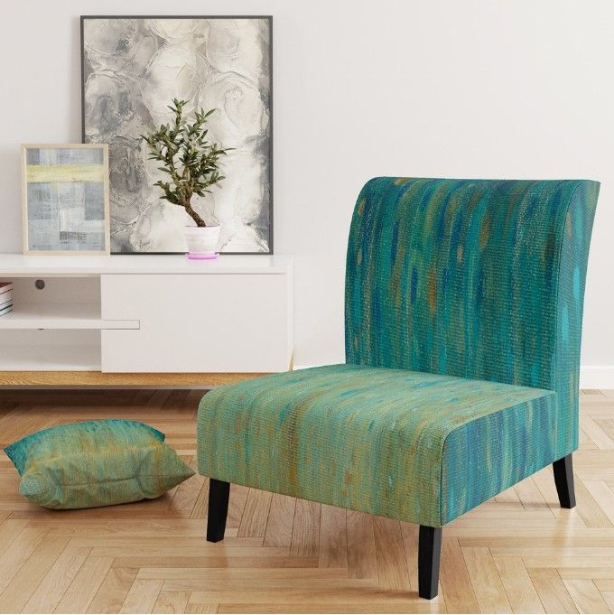 East Urban Home Velvet Upholstered Floral Slipper Chair