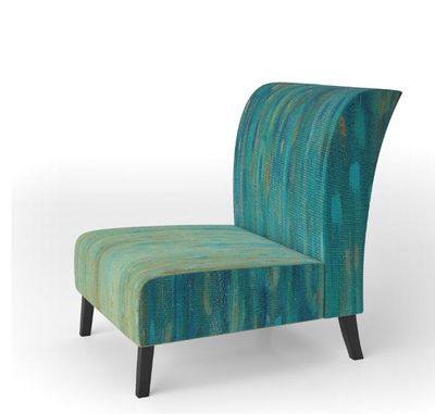 East Urban Home Velvet Upholstered Floral Slipper Chair