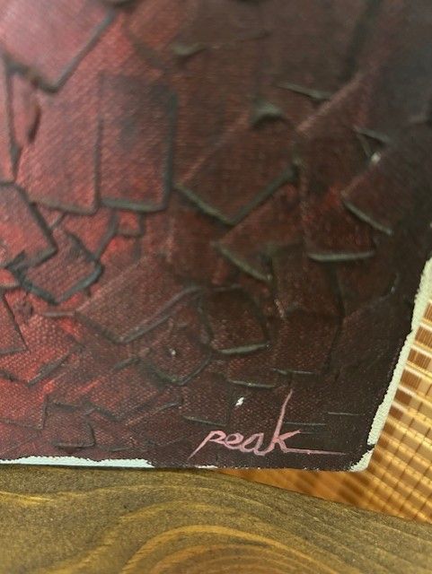 Signed Original Moai Statue; Signed 'Peak'