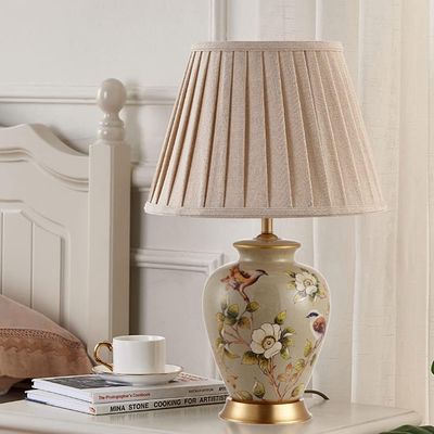 TAMYUSE 20&quot; Tall Chinoiserie Ceramic Desk Lamp