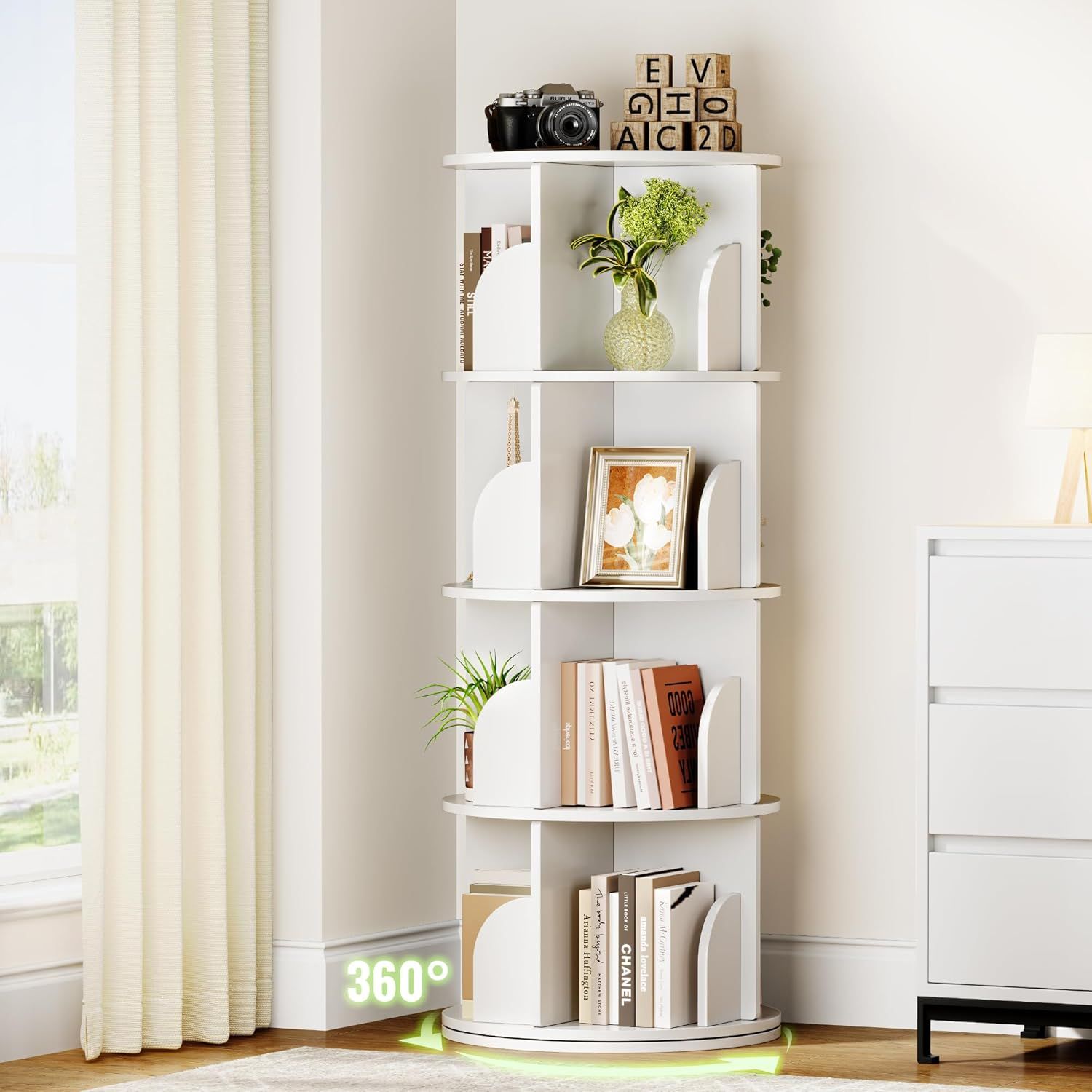 FOLINALA Rotating Small Corner Bookcase