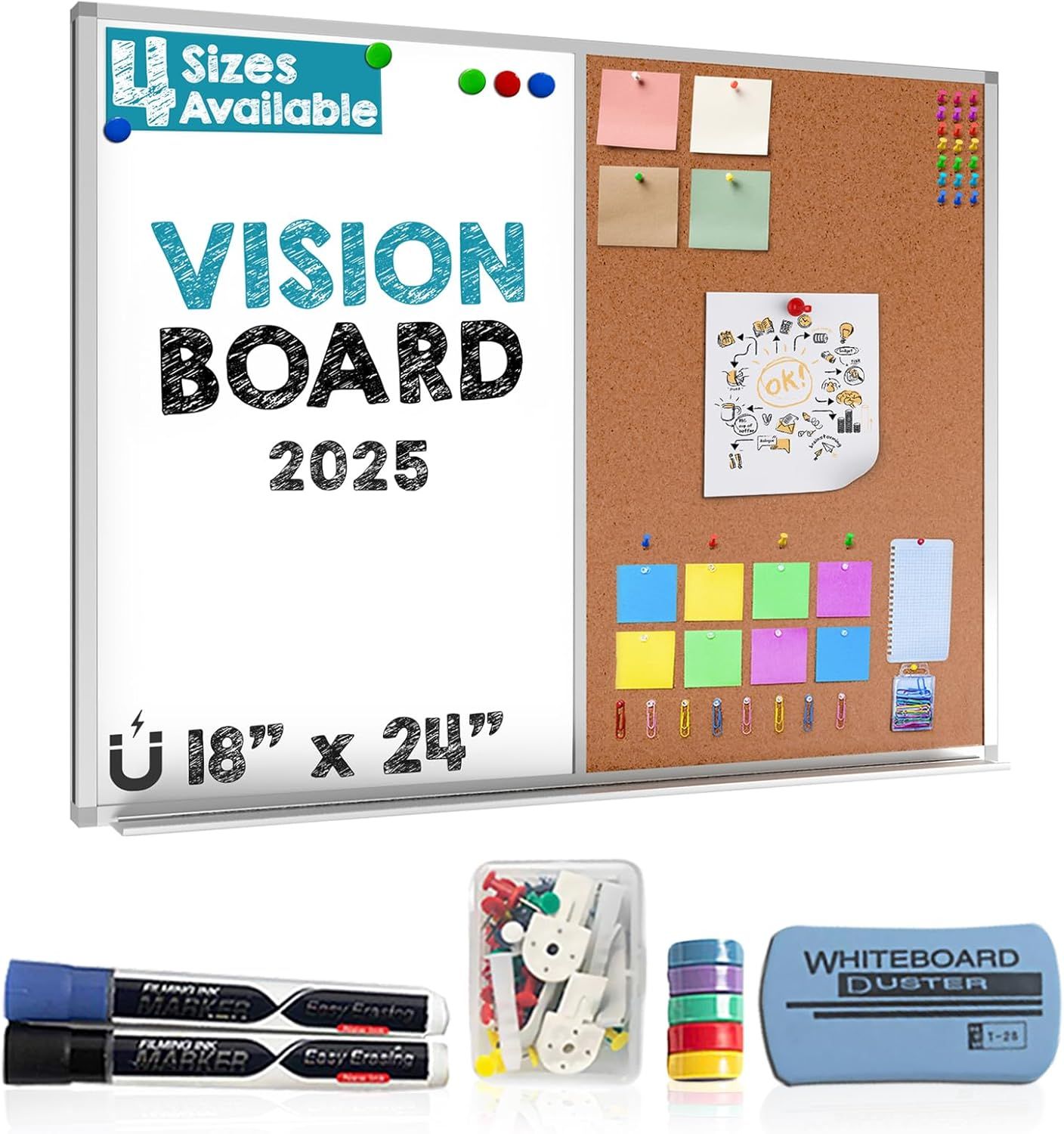 Besso Boards Cork &amp; Dry Erase Board Combo