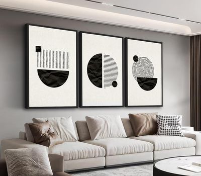 3pc Large Framed Minimalist Abstract Wall Art