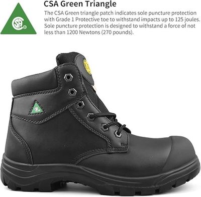 Tiger Safety Men&#39;s Steel Toe 6&quot; Work Boots, Size 12