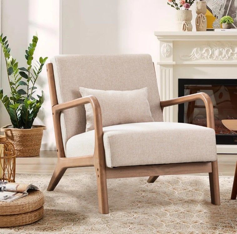 Hertford 26&quot; Mid Century Upholstered Solid Wood Accent Chair