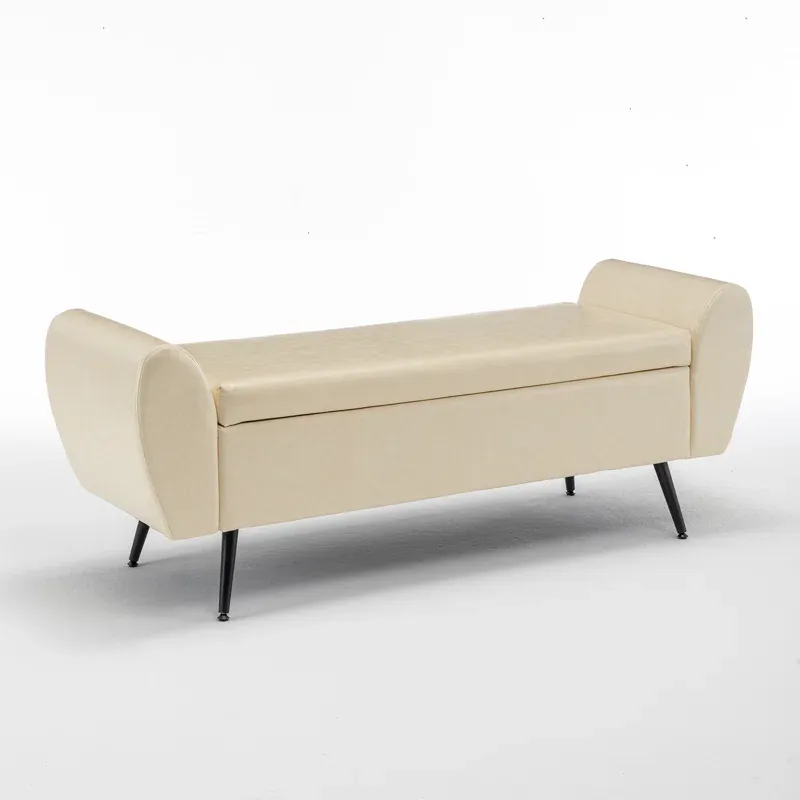 Shaneta 55&quot;W Vegan Leather Storage Bench Storage Ottoman