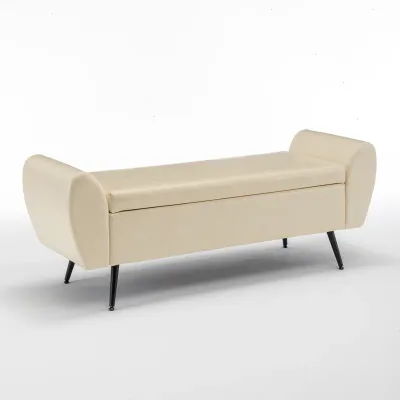 Shaneta 55&quot;W Vegan Leather Storage Bench Storage Ottoman