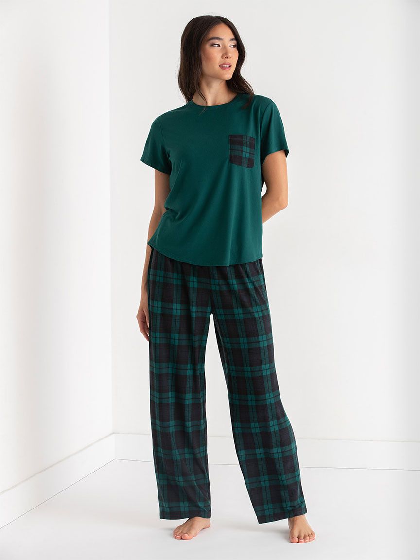 T-Shirt and Pants Patterned Pajama Set