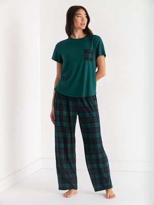 T-Shirt and Pants Patterned Pajama Set