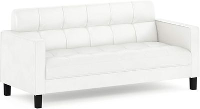 Furinno Brive Contemporary Tufted Faux Leather 3-Seater Sofa