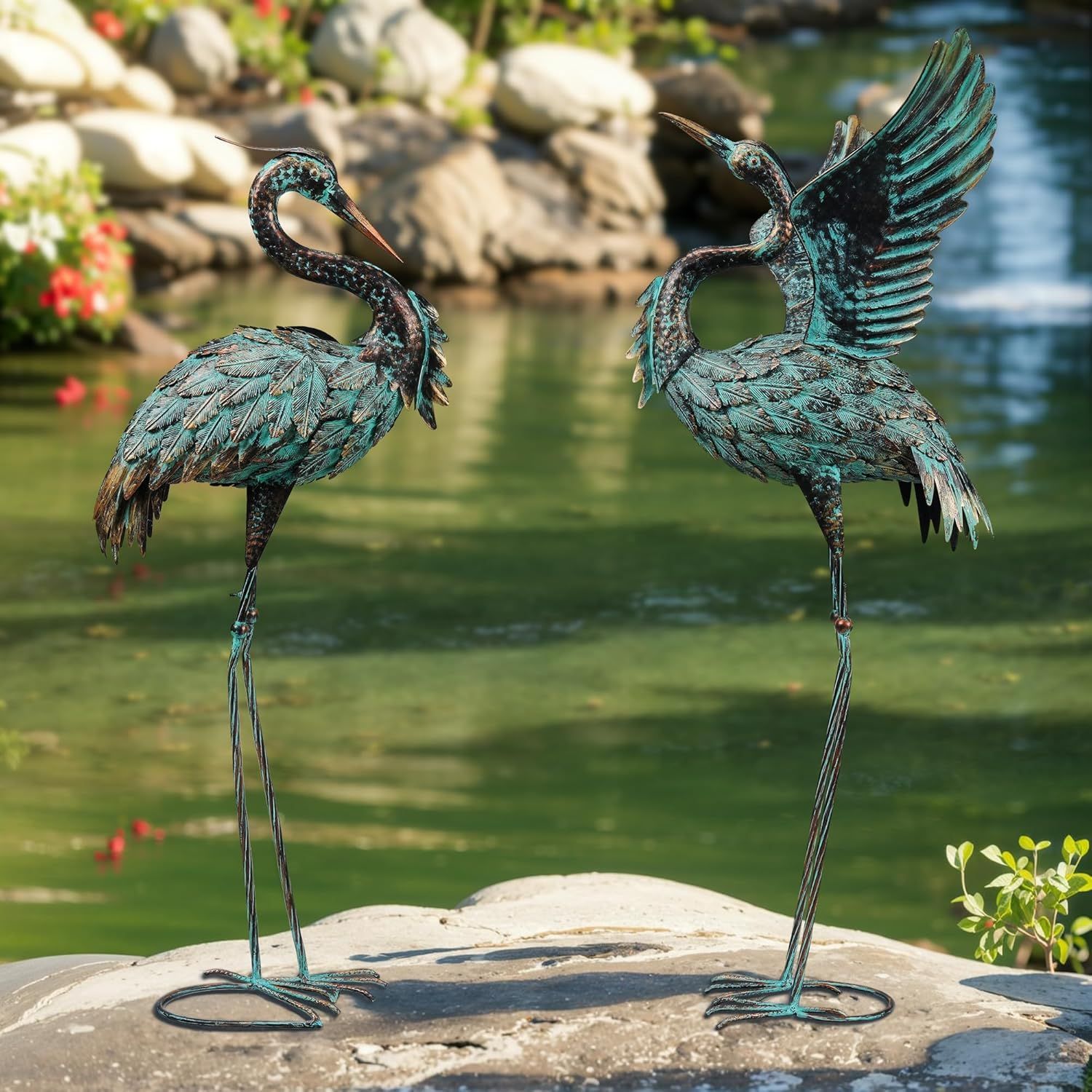 Ruifabo Outdoor Heron Metal Statue Yard Art