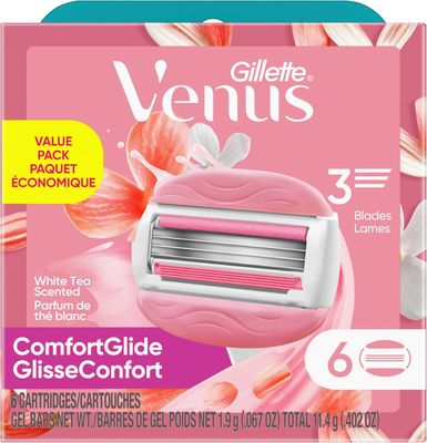 Gillette Venus Comfort Glide Razor Blade Refills, 6 Count