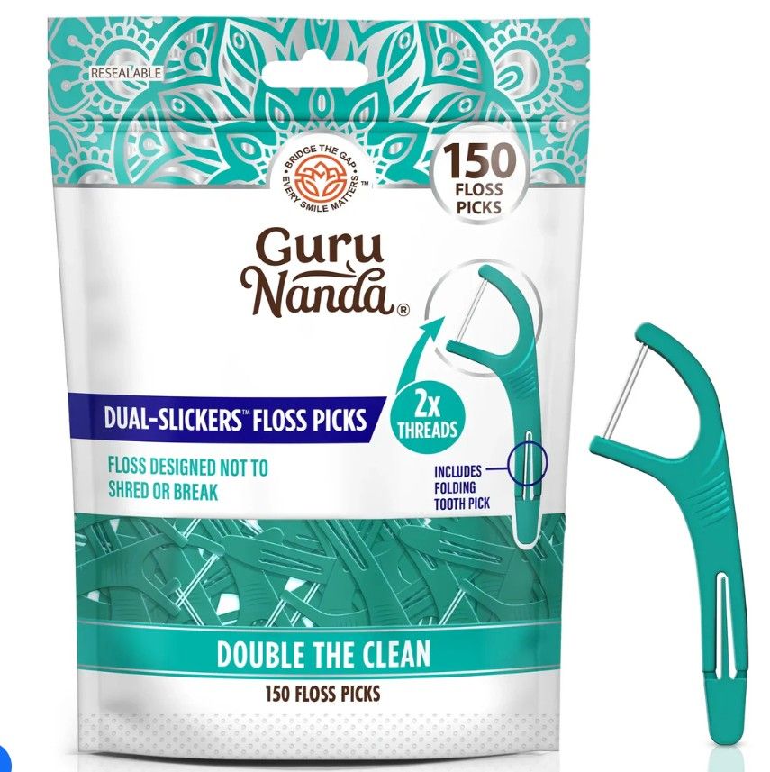 GuruNanda Dual Line Floss Picks, 150ct
