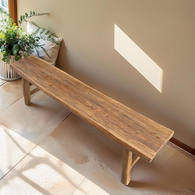 ZGDXPLA Indoor Wood Rustic Noodle Bench