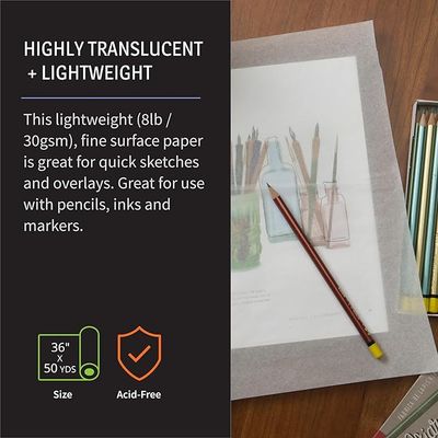 Bienfang Sketching &amp; Tracing Paper Roll, White, 50 yards x 36 inches