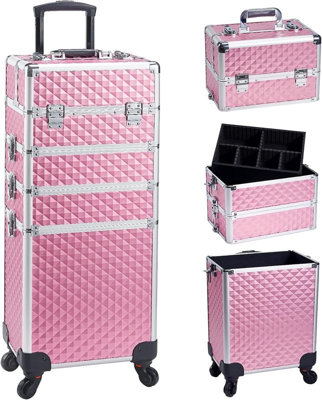 *Imperfect* Adazzo 4 in 1 Rolling Makeup Trolley Train Case