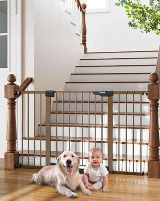 Cumbor 29.7-54.2" Wide Baby Gate, Brown