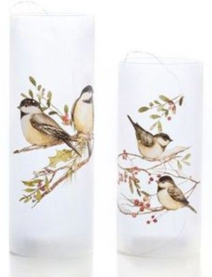 Holiday Memories Lighted Cylinder Luminaries (Set of 2)