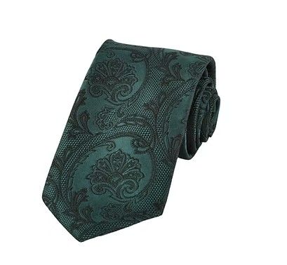 Eldorado Slim Silk Pattern Ties, Color: Green Paisley