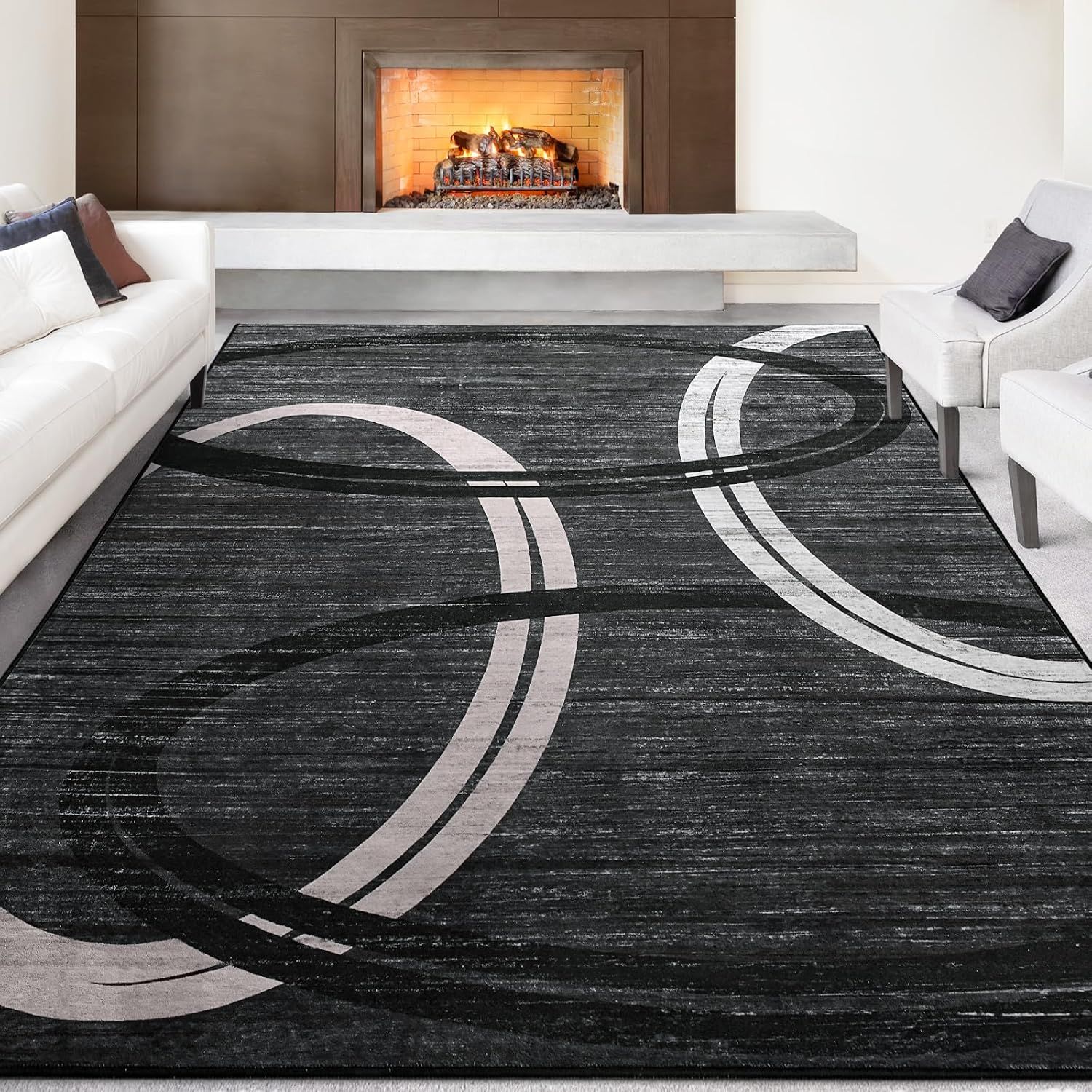 Kimicole 9'x 12' Modern Abstract Geometric Washable Rug