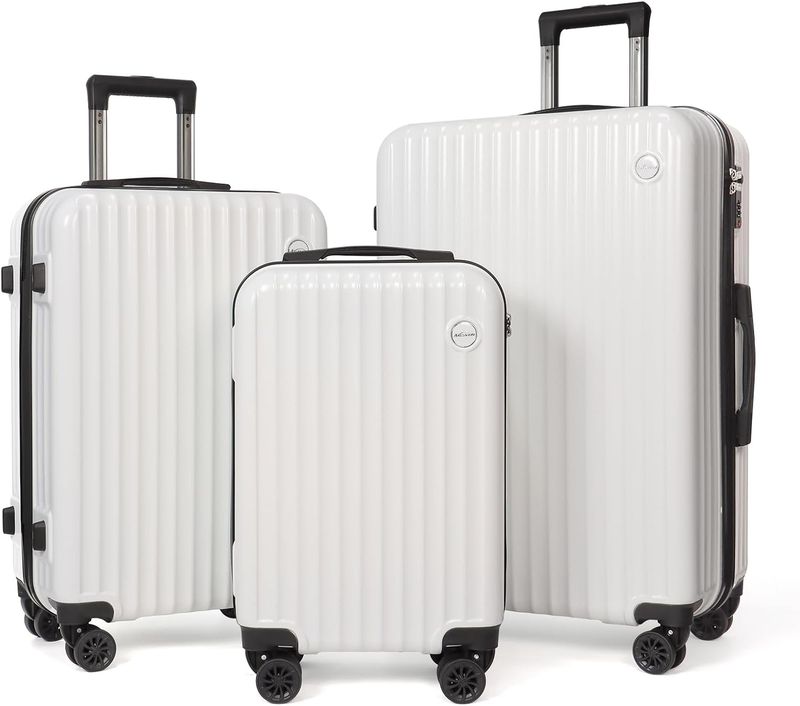 Aklsvion 3-Piece Luggage Set, White