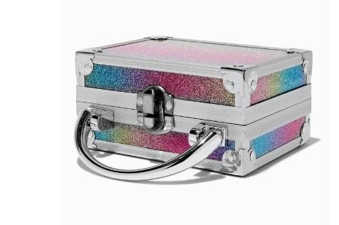 Claire's Club Mini Travel Rainbow Glitter Lock Box Makeup Set