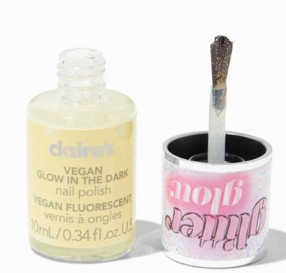 Claire's Glitter Glow Vegan Glow in The Dark Nail Polish