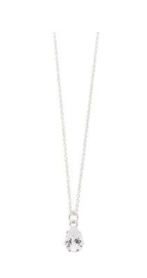 Claire's Silver Cubic Zirconia Pear Pendant Necklace